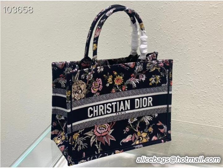 Top Quality MEDIUM DIOR BOOK TOTE black Multicolor Dior Jardin Botanique Embroidery M1296ZRZ