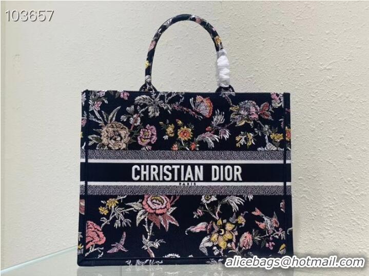 Good Product LARGE DIOR BOOK TOTE black Multicolor Dior Jardin Botanique Embroidery M1286ZEA