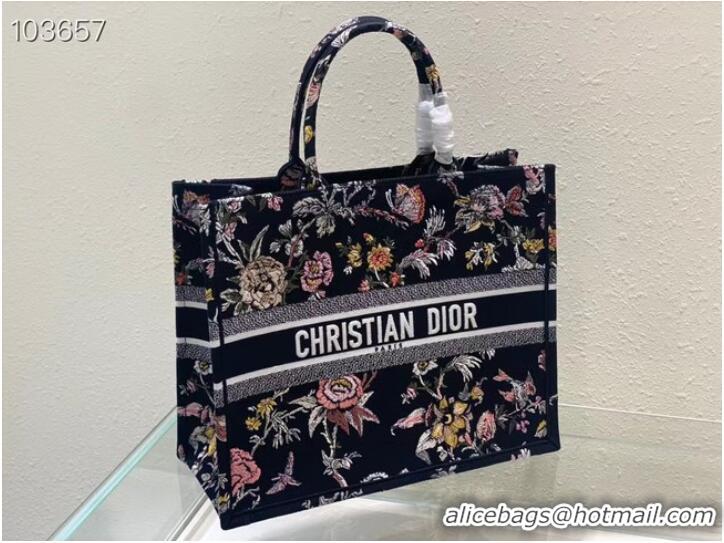 Good Product LARGE DIOR BOOK TOTE black Multicolor Dior Jardin Botanique Embroidery M1286ZEA