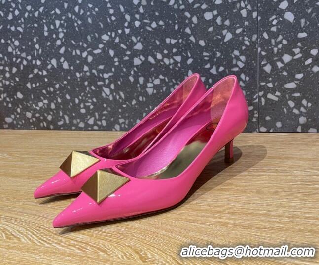 Purchase Valentino One Stud Patent Leather Medium Heel Pumps 5cm Pink 112998