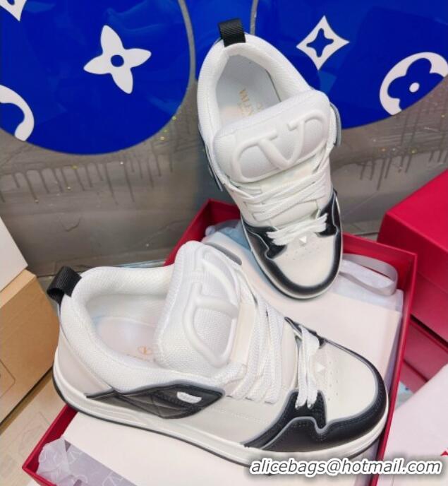 Discount Valentino VLogo Signature Open Skate Calfskin Sneakers White/Black 120185