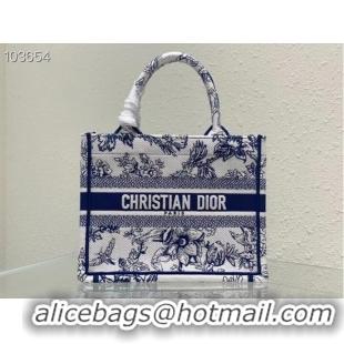 Promotional SMALL DIOR BOOK TOTE M1265ZC blueMulticolor Dior Jardin Botanique Embroidery M1265ZC