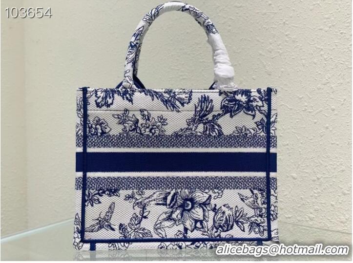 Promotional SMALL DIOR BOOK TOTE M1265ZC blueMulticolor Dior Jardin Botanique Embroidery M1265ZC