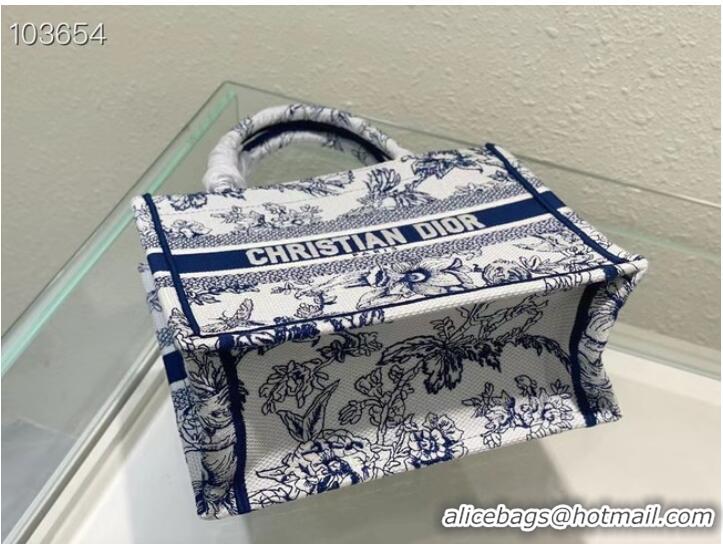 Promotional SMALL DIOR BOOK TOTE M1265ZC blueMulticolor Dior Jardin Botanique Embroidery M1265ZC