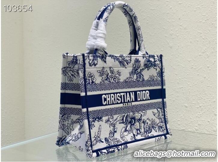 Promotional SMALL DIOR BOOK TOTE M1265ZC blueMulticolor Dior Jardin Botanique Embroidery M1265ZC