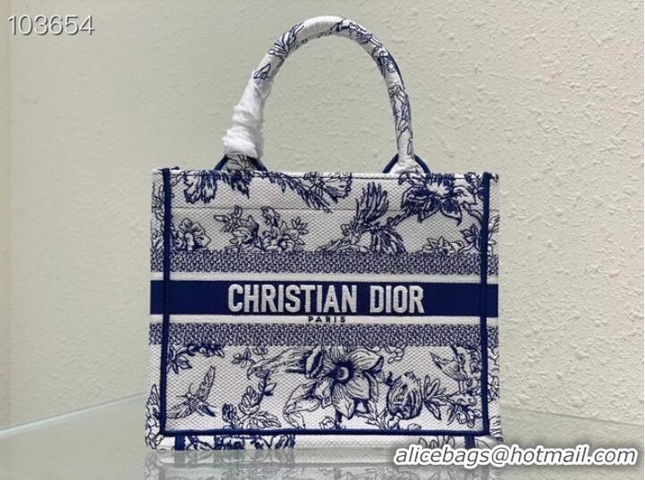 Promotional SMALL DIOR BOOK TOTE M1265ZC blueMulticolor Dior Jardin Botanique Embroidery M1265ZC