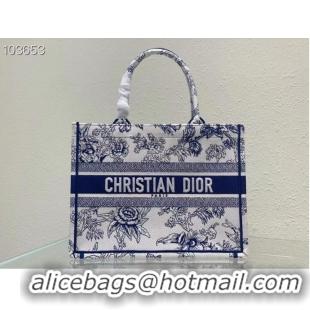 Top Grade MEDIUM DIOR BOOK TOTE blue Multicolor Dior Jardin Botanique Embroidery M1296ZRZ