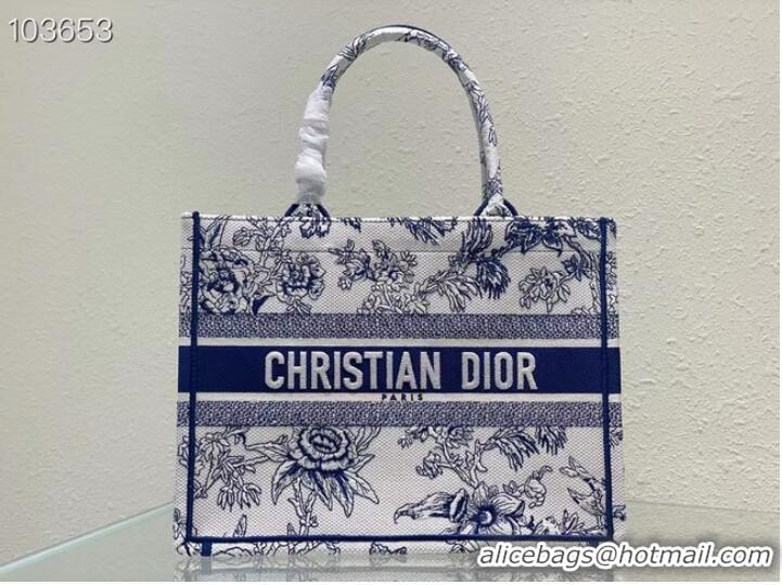 Top Grade MEDIUM DIOR BOOK TOTE blue Multicolor Dior Jardin Botanique Embroidery M1296ZRZ