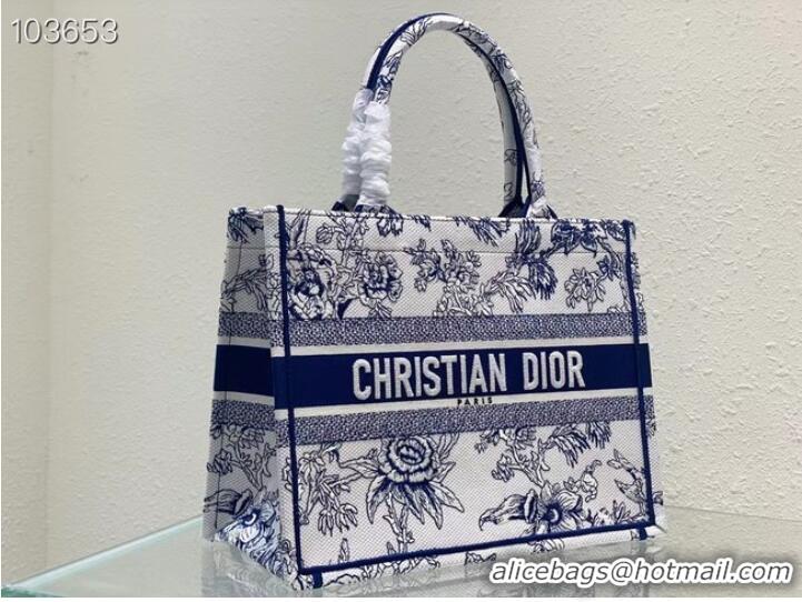 Top Grade MEDIUM DIOR BOOK TOTE blue Multicolor Dior Jardin Botanique Embroidery M1296ZRZ