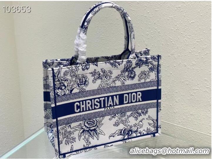 Top Grade MEDIUM DIOR BOOK TOTE blue Multicolor Dior Jardin Botanique Embroidery M1296ZRZ