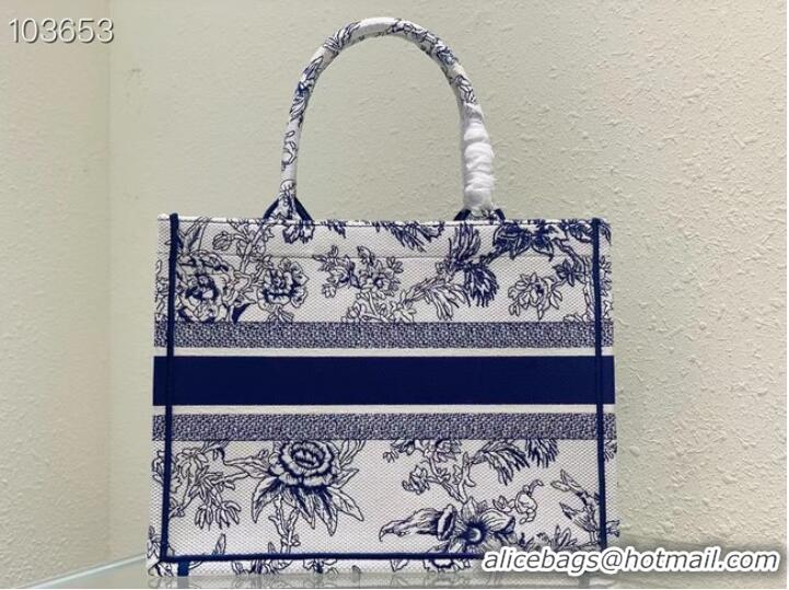 Top Grade MEDIUM DIOR BOOK TOTE blue Multicolor Dior Jardin Botanique Embroidery M1296ZRZ