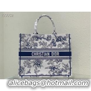 Top Quality LARGE DIOR BOOK TOTE blue Multicolor Dior Jardin Botanique Embroidery M1286ZEA