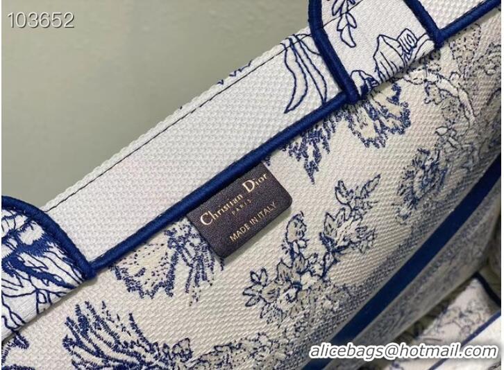 Top Quality LARGE DIOR BOOK TOTE blue Multicolor Dior Jardin Botanique Embroidery M1286ZEA