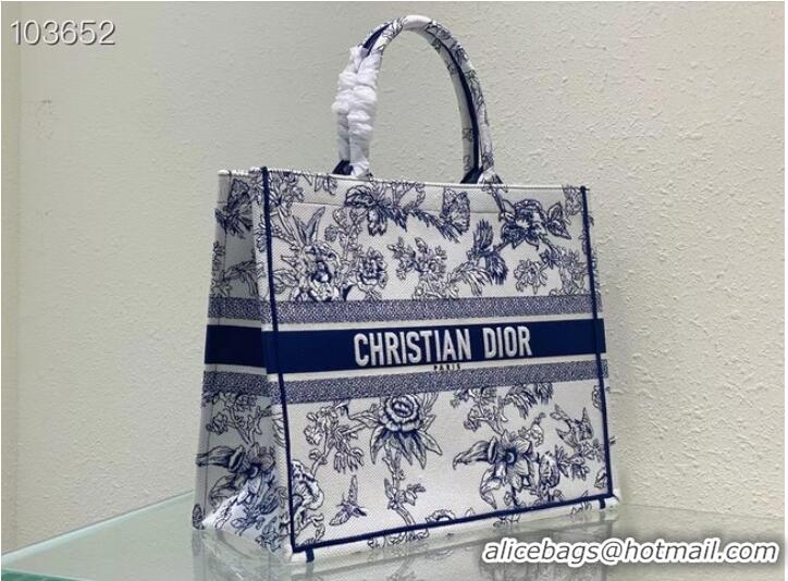 Top Quality LARGE DIOR BOOK TOTE blue Multicolor Dior Jardin Botanique Embroidery M1286ZEA