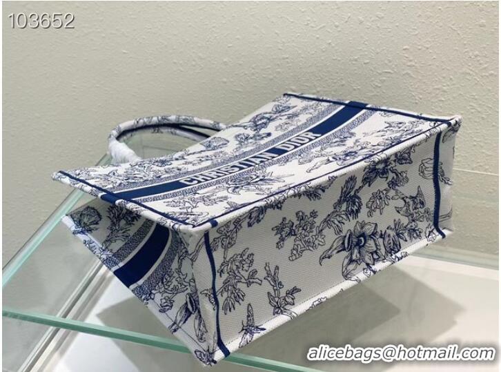 Top Quality LARGE DIOR BOOK TOTE blue Multicolor Dior Jardin Botanique Embroidery M1286ZEA