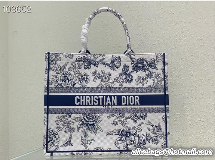 Top Quality LARGE DIOR BOOK TOTE blue Multicolor Dior Jardin Botanique Embroidery M1286ZEA