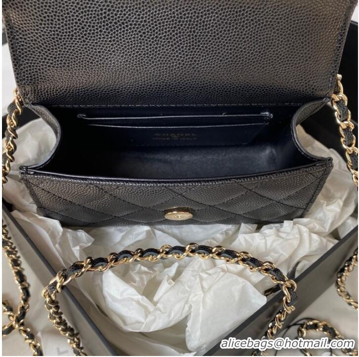 Famous Brand CHANEL CLUTCH WITH CHAIN AP3237 black