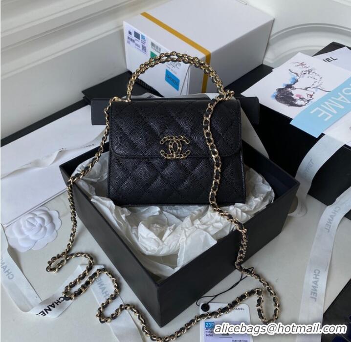 Famous Brand CHANEL CLUTCH WITH CHAIN AP3237 black