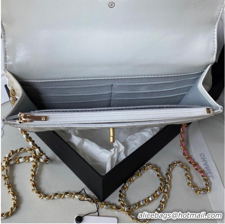 Top Quality Chanel MINI FLAP BAG CLUTCH WITH CHAIN Gold-Tone Metal AP3240 WHITE