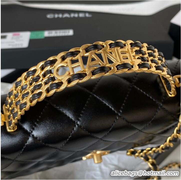 Pretty Style Chanel MINI FLAP BAG CLUTCH WITH CHAIN Gold-Tone Metal AP3240 BLACK