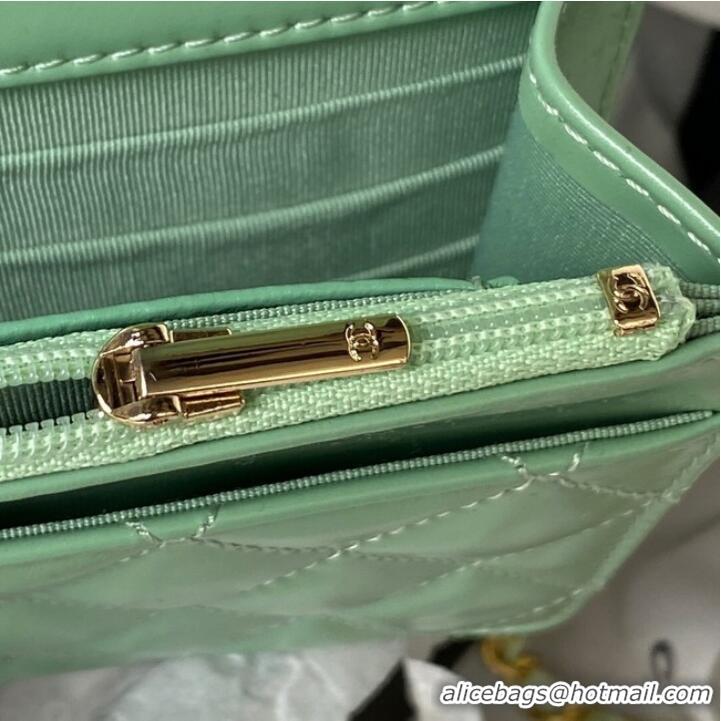 Good Product Chanel MINI FLAP BAG CLUTCH WITH CHAIN Gold-Tone Metal AP3240 GREEN