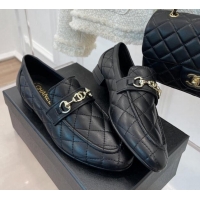 Top Grade Chanel Quilted Lambskin Loafers Black 020749