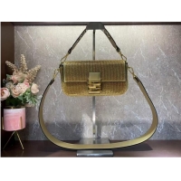 Pretty Style Fendi Baguette crystals and leather bag F0961 gold