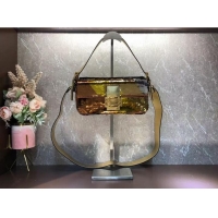 Inexpensive Fendi Baguette sequin and leather bag 8BR600 gold