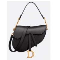 Super Quality DIOR SADDLE BAG WITH STRAP Grained Calfskin M0455C black