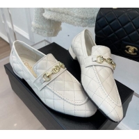 Trendy Design Chanel Quilted Lambskin Loafers White 020752