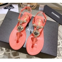 Perfect Chanel Lambskin Flat Thong Sandals with Love Charm G39674 Pink