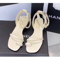 Crafted Chanel Calfskin Sandals 3.5cm G39600 White 20783 