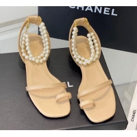 Best Price Chanel Calfskin Sandals 3.5cm G39600 Beige 020784