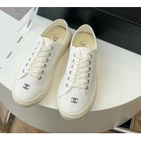 Classic Hot Chanel Canvas Sneakers White 020792