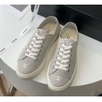 Grade Quality Chanel Canvas Sneakers Grey 020793