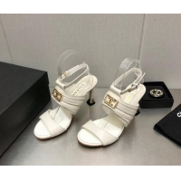 Purchase Chanel Leather Sandals with Framed CC White 209106