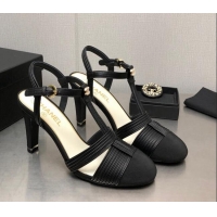 Charming Chanel Lambskin & Grosgrain Open Shoes/Pumps 8.5cm G39016 Black