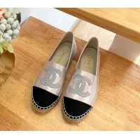 Low Cost Chanel Iridescent Leather & Grosgrain Espadrilles Pink 022217