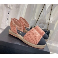 New Style Chanel Knit Open Espadrilles G38736 Pink 022237