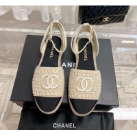 Low Price Chanel Knit Open Espadrilles G38736 Beige 022238