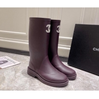 Grade Chanel Rubber Rain Boots Purple 022261