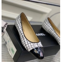 Purchase Chanel Tweed & Patent Leather Ballerinas White/Black 222897