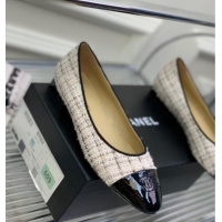 Good Quality Chanel Tweed & Patent Leather Ballerinas Light Pink 0222898