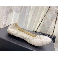 Charming Chanel Calfskin Ballerinas Cream White 022743