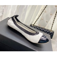 Sumptuous Chanel Tweed & Leather Ballerinas Black/White 022742