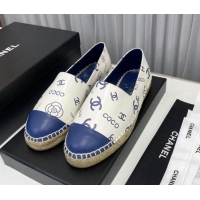 Cheap Price Chanel Coco Printed Lambskin Espadrilles Blue 022817