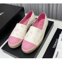 Stylish Chanel Coco Printed Lambskin Espadrilles Pink 022818