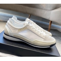 Duplicate Chanel Fabric, Suede & Calfskin Sneakers G40012 White/Light Grey 030256