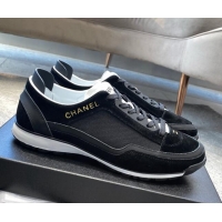 Classic Hot Chanel Fabric, Suede & Calfskin Sneakers G40012 Black/White