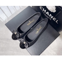 Fashion Chanel Lambskin & Grosgrain Ballerinas Flat with Bow G39999 Black 030265